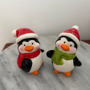 Christmas Penguin Ceramic Painted Salt and Pepper Shakers